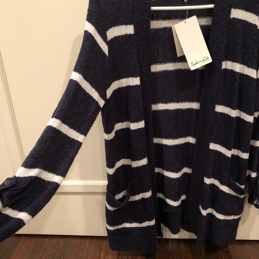 Splendid striped cardigan, navy and white, size m